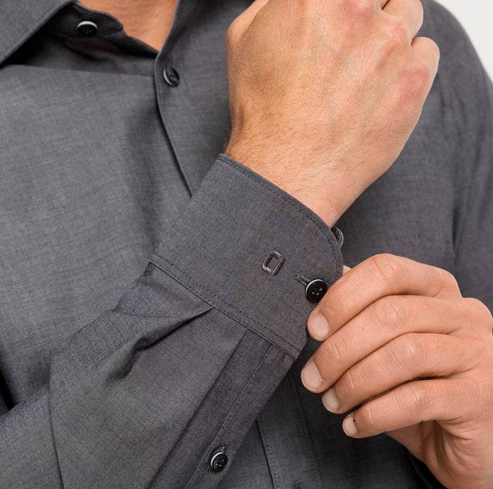 Oblymp Level FiveBusinesshemd, Body Fit, New York Kent, Graphit