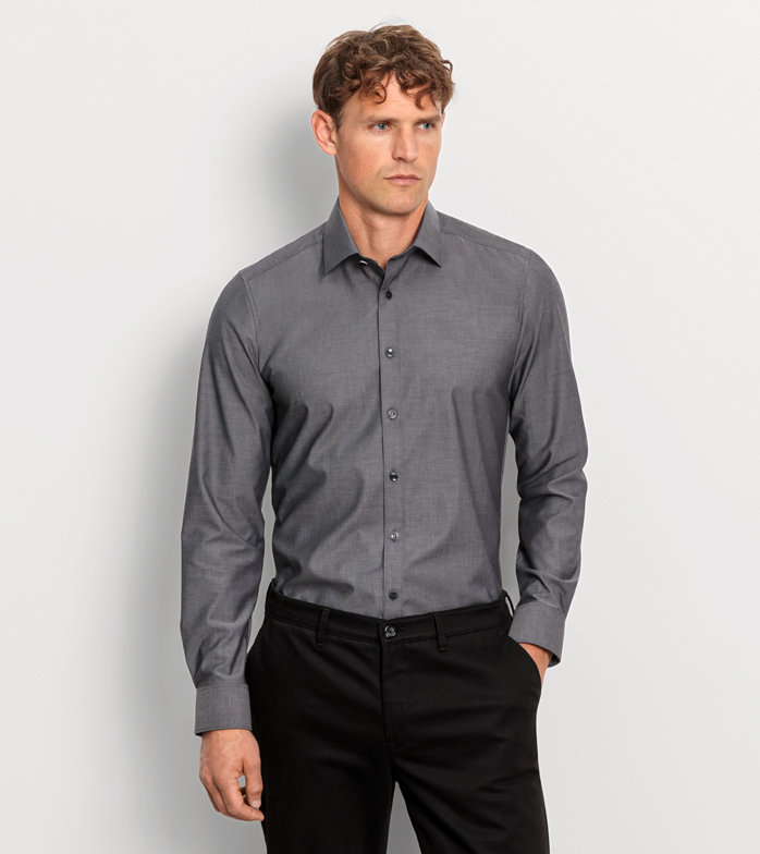 Oblymp Level FiveBusinesshemd, body fit, New York Kent, Graphit