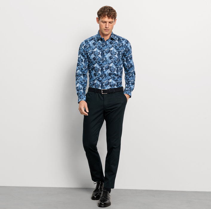 Oblymp Level FiveBusinesshemd, Body Fit, New York Kent, Marine