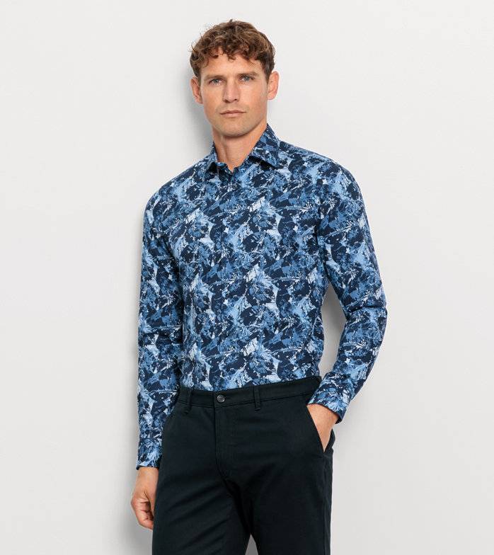 Oblymp Level FiveBusinesshemd, body fit, New York Kent, Marine