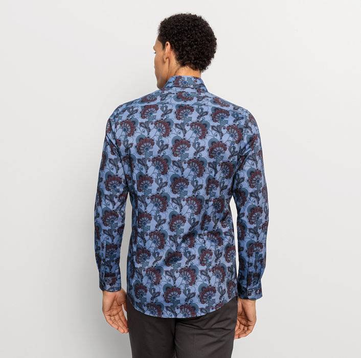 Oblymp Level FiveBusinesshemd, Body Fit, New York Kent, Rauchblau