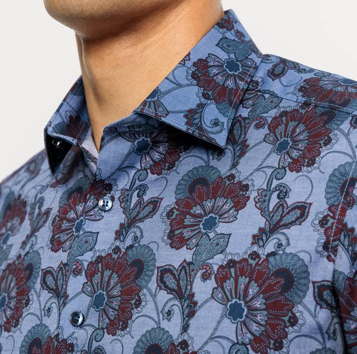 Oblymp Level FiveBusinesshemd, Body Fit, New York Kent, Rauchblau