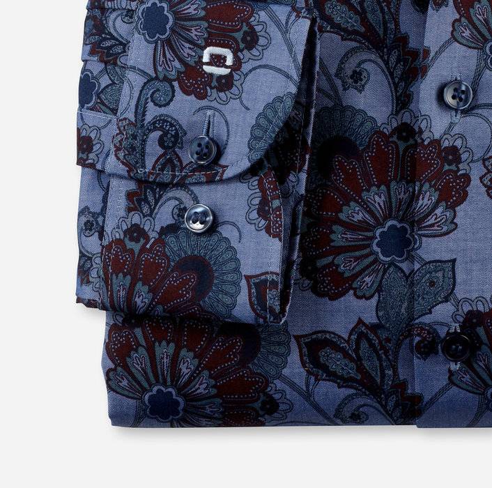 Oblymp Level FiveBusinesshemd, Body Fit, New York Kent, Rauchblau