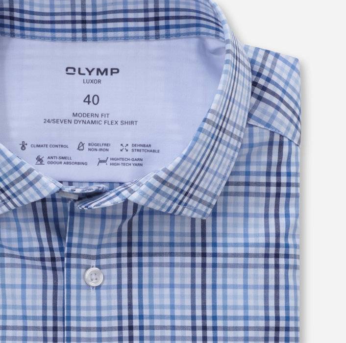 Oblymp Luxor 24/Seven, Businesshemd, Modern Fit, Global Kent, Bleu