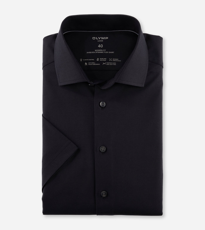 Oblymp Luxor 24/Seven, Businesshemd, modern fit, Global Kent, Schwarz