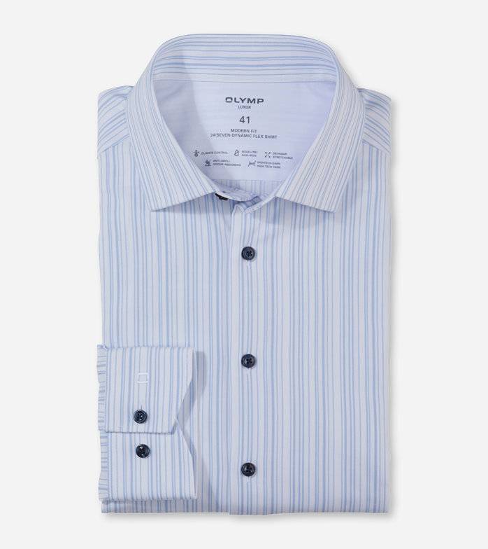 Oblymp Luxor 24/Seven, Businesshemd, modern fit, Global Kent, Bleu