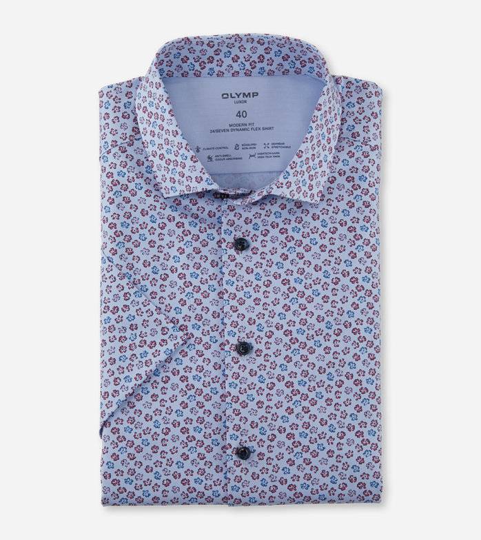 Oblymp Luxor 24/Seven, Businesshemd, modern fit, Modern Kent, Rosenholz