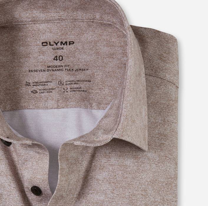 Oblymp Luxor 24/Seven, Businesshemd, Modern Fit, New Kent, Braun