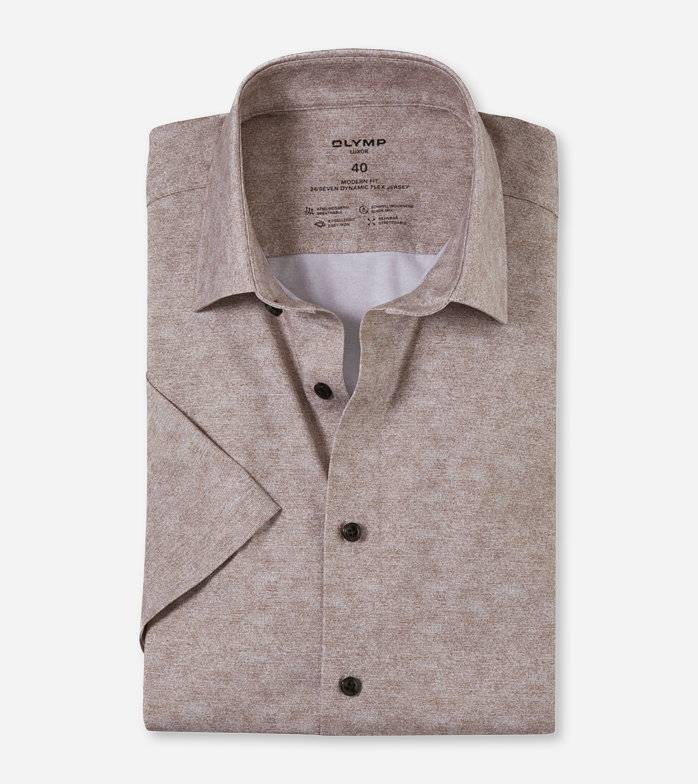 Oblymp Luxor 24/Seven, Businesshemd, modern fit, New Kent, Braun