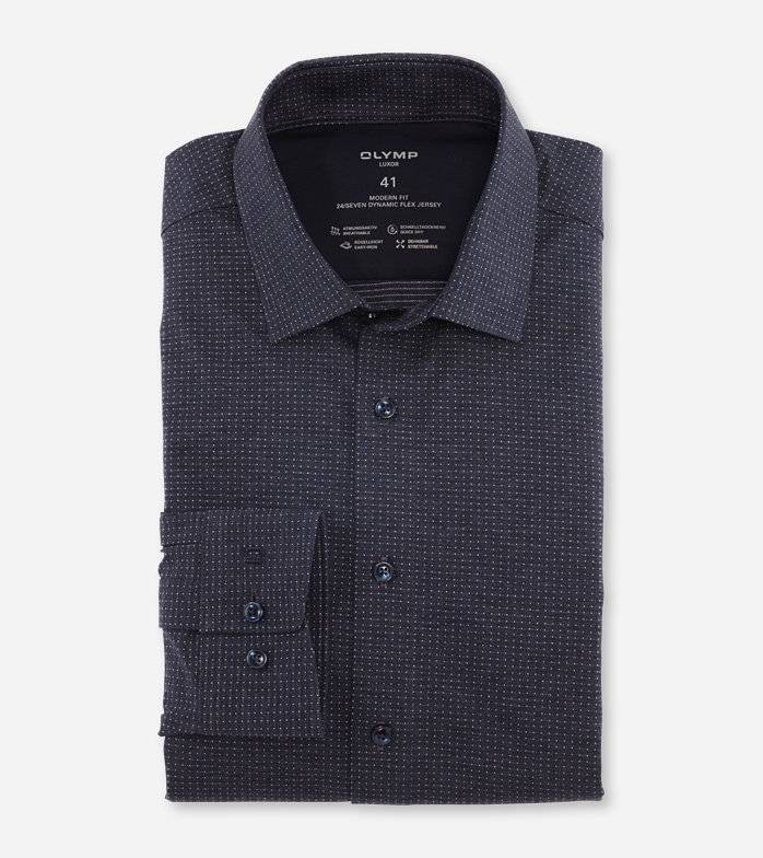 Oblymp Luxor 24/Seven, Businesshemd, modern fit, New Kent, Marine