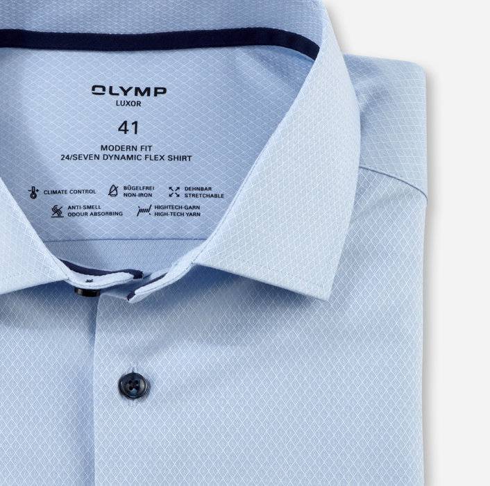Oblymp Luxor 24/SevenBusinesshemd, Modern Fit, Global Kent, Bleu
