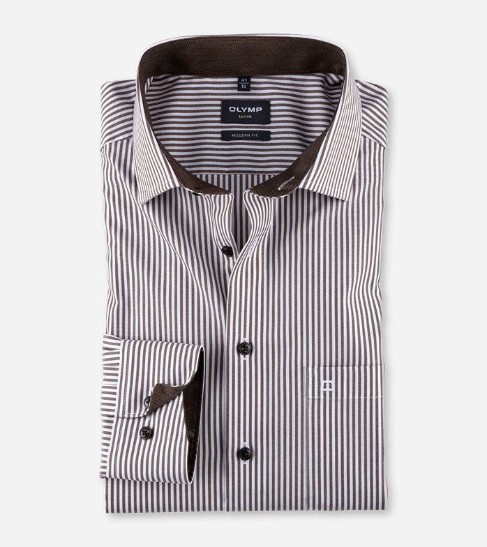 Oblymp Luxor, Businesshemd, modern fit, Global Kent, Braun