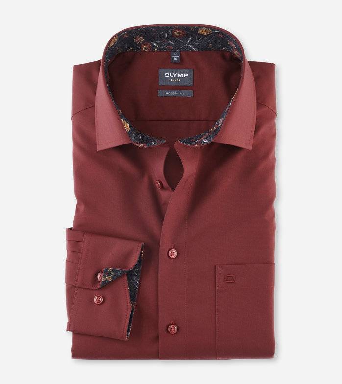 Oblymp Luxor, Businesshemd, modern fit, Global Kent, Dunkelrot