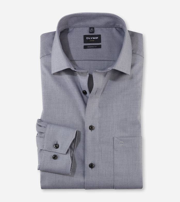 Oblymp Luxor, Businesshemd, modern fit, Global Kent, Silbergrau