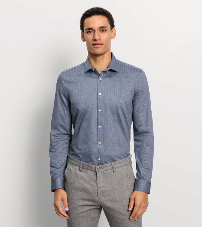 Oblymp No. Six 24/SevenBusinesshemd, super slim, Modern Kent, Marine