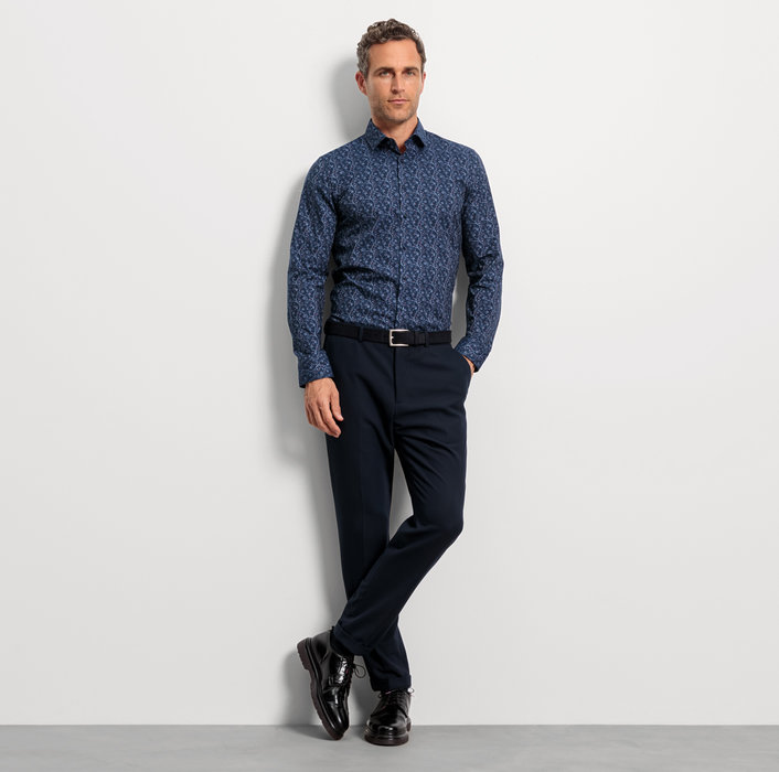 Oblymp No. Six, Businesshemd, Super Slim, Modern Kent, Marine