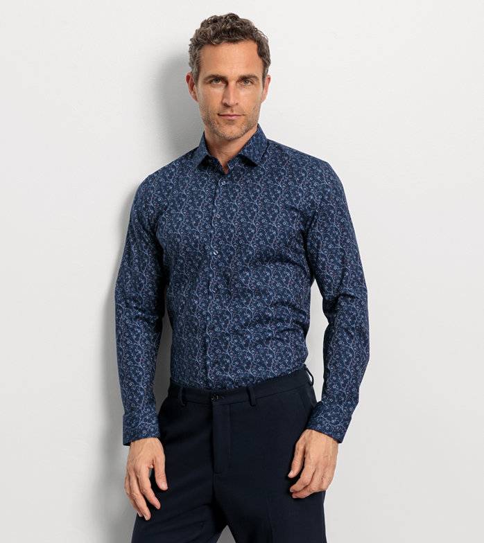 Oblymp No. Six, Businesshemd, super slim, Modern Kent, Marine