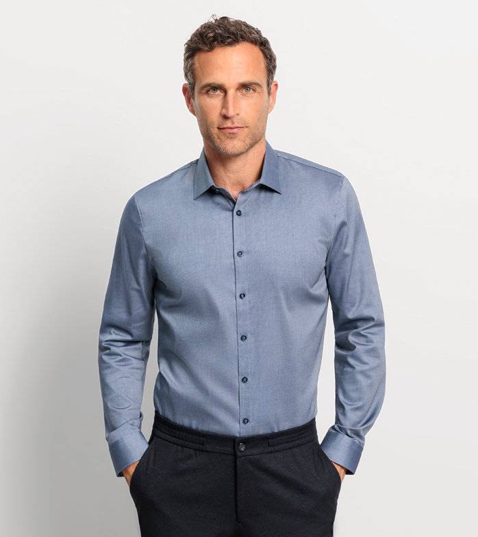 Oblymp No. Six, Businesshemd, super slim, New York Kent, Marine