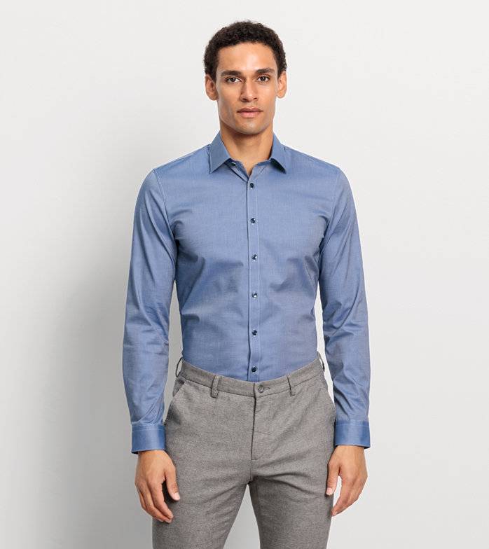Oblymp No. Six, Businesshemd, super slim, New York Kent, Rauchblau