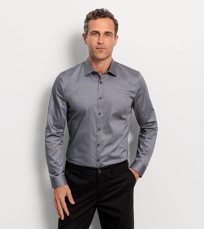 Oblymp No. Six, Businesshemd, super slim, New York Kent, Silbergrau