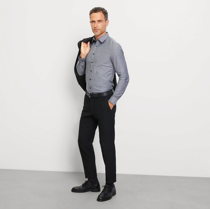 Oblymp No. Six, Businesshemd, Super Slim, Urban Kent, Schwarz