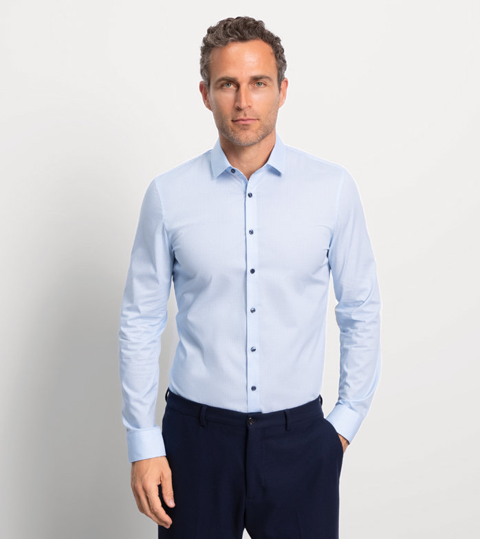 Oblymp No. SixBusinesshemd, super slim, Modern Kent, Bleu