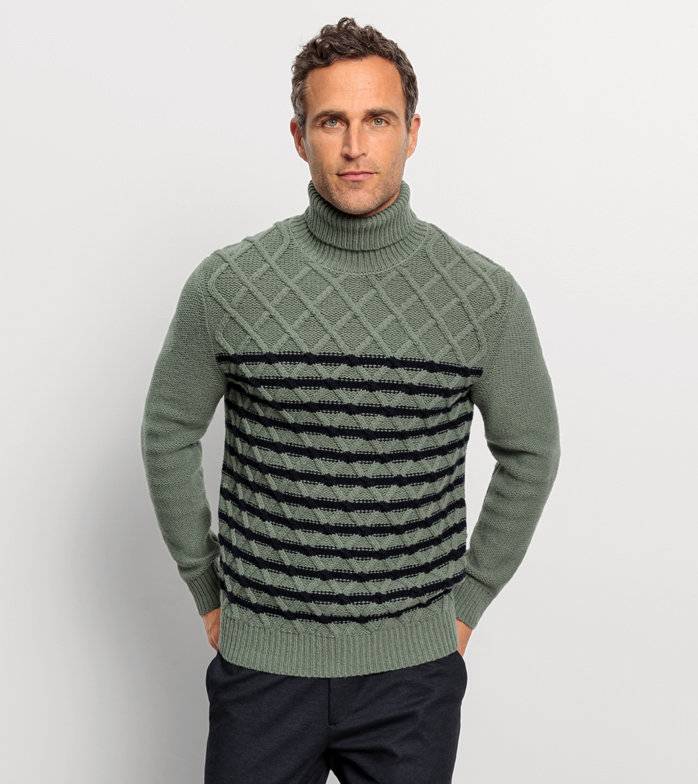 Oblymp Casual Strick, Pullover, Grau-Grün