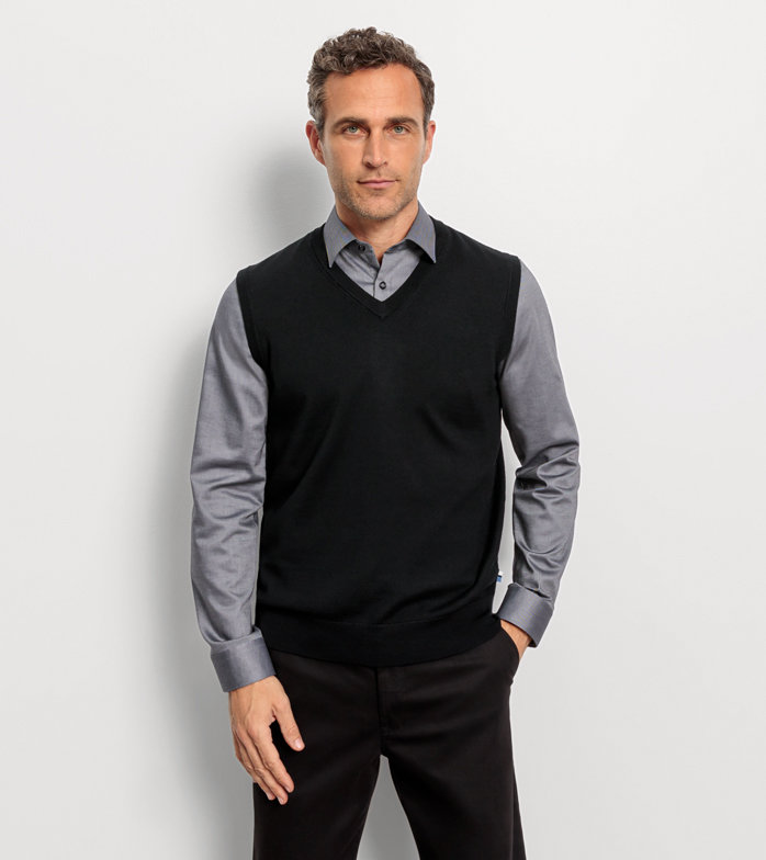 Oblymp Casual Strick, Pullunder, Schwarz