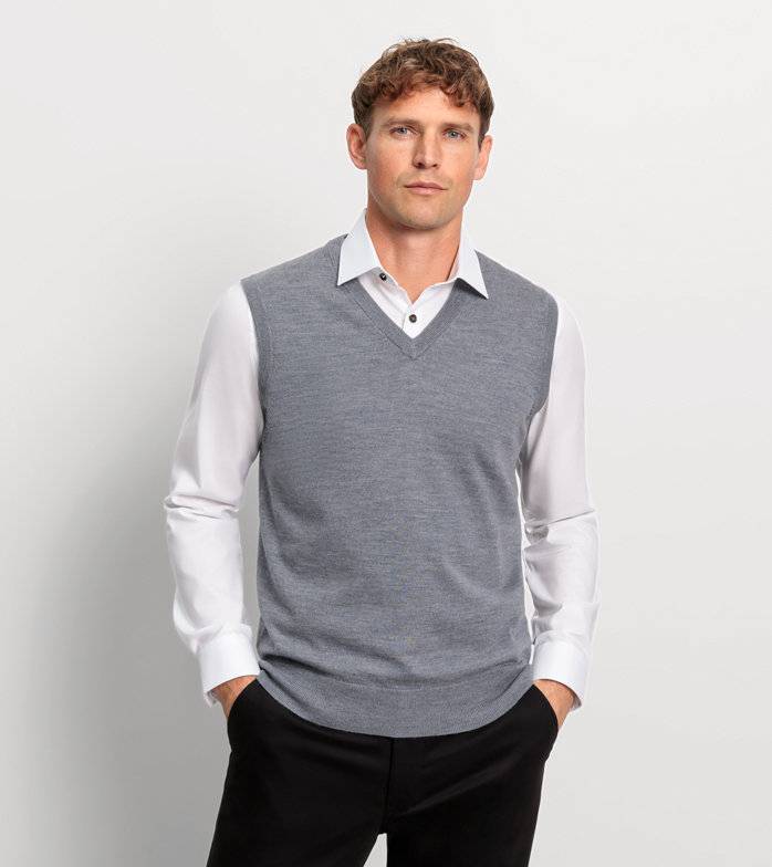 Oblymp Casual Strick, Pullunder, Silbergrau