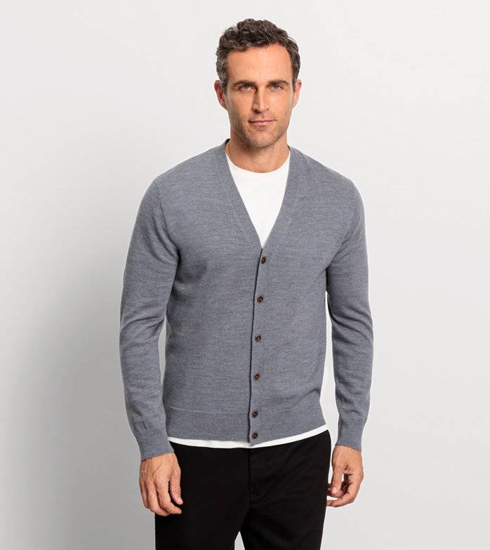 Oblymp Casual Strick, Strickjacke, Silbergrau