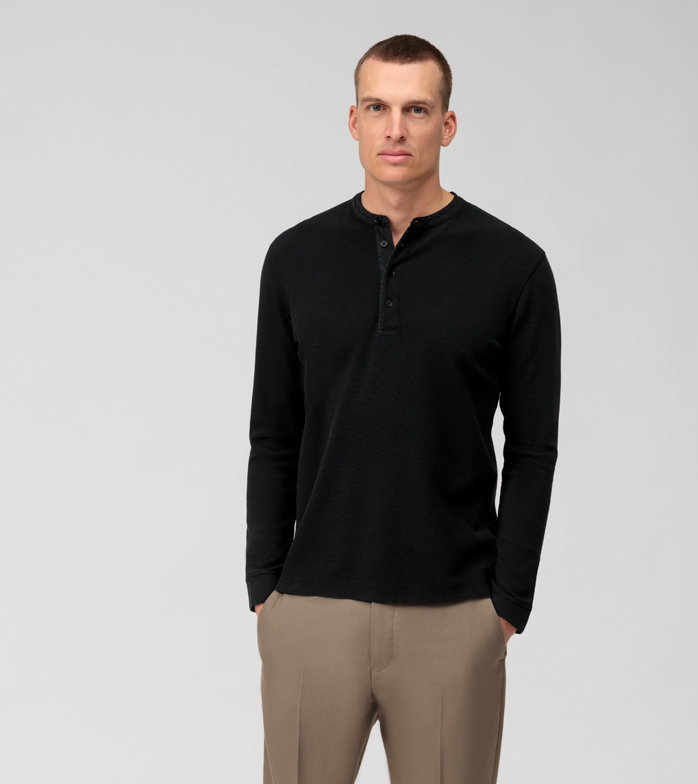 Oblymp Casual Wirk, Polo langarm, Schwarz