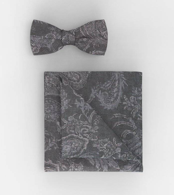 Oblymp Fliege/Einstecktuch Set, Mittelgrau