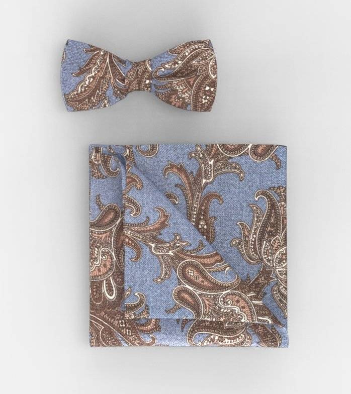 Oblymp Fliege/Einstecktuch Set, Rauchblau