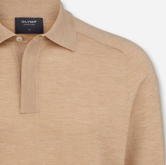 Oblymp SIGNATURE Strick, Polo Langarm, Caramel