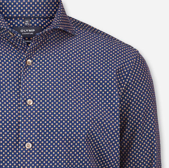 Oblymp SIGNATURE Casual, Freizeithemd, Tailored Fit, Haifisch, Nachtblau