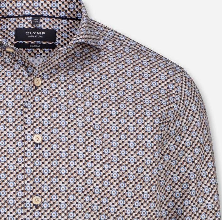 Oblymp SIGNATURE Casual, Freizeithemd, Tailored Fit, Haifisch, Nachtblau