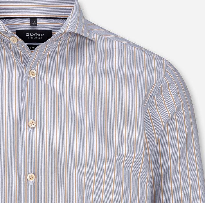 Oblymp SIGNATURE Casual, Freizeithemd, Tailored Fit, Haifisch, Nachtblau