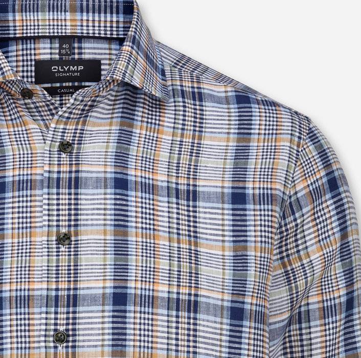 Oblymp SIGNATURE Casual, Freizeithemd, Tailored Fit, Kent, Bleu