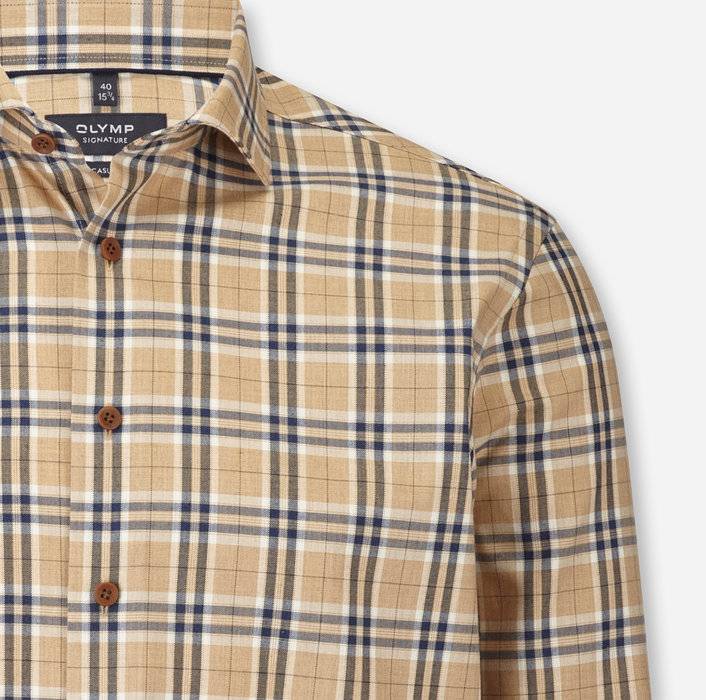 Oblymp SIGNATURE Casual, Freizeithemd, Tailored Fit, Kent, Natur