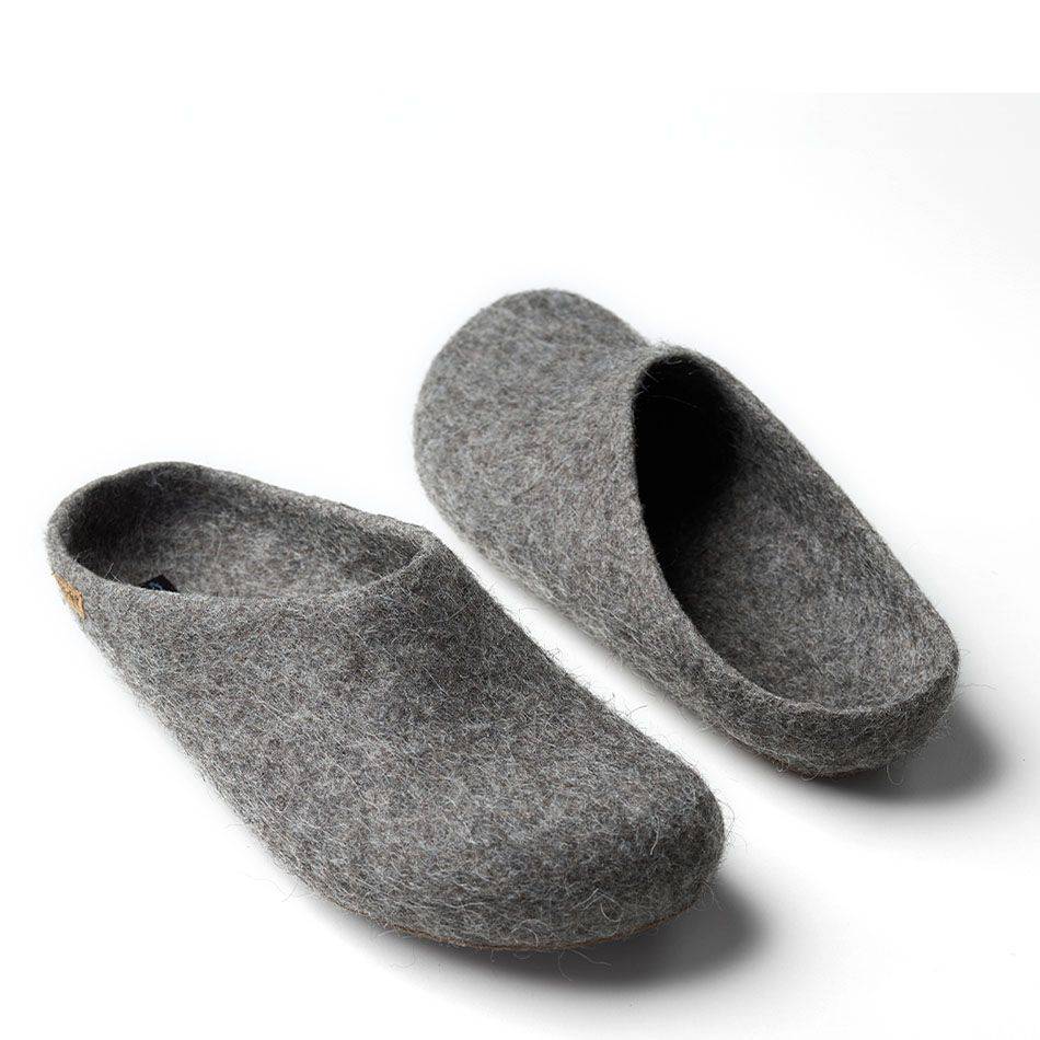 Original Haferl Filz Hausschuhe | Steinschaf Grau