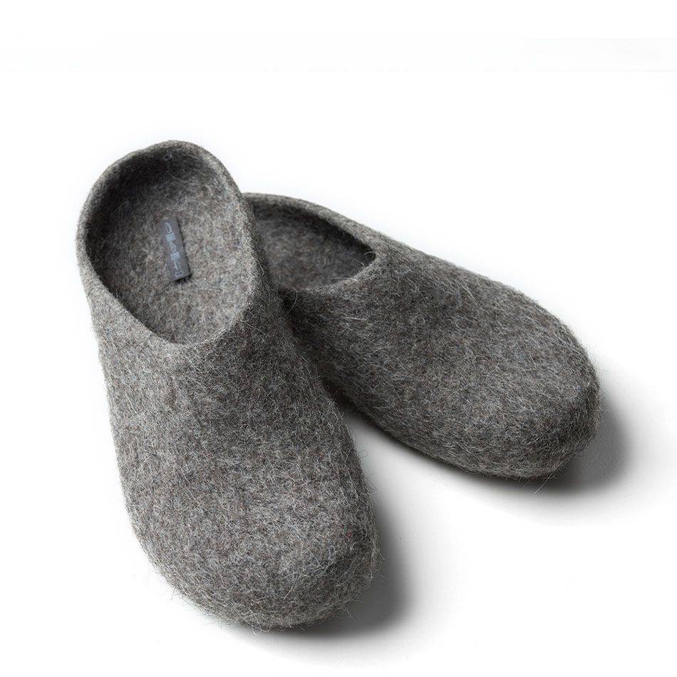 Original Haferl Filz Hausschuhe | Steinschaf grau