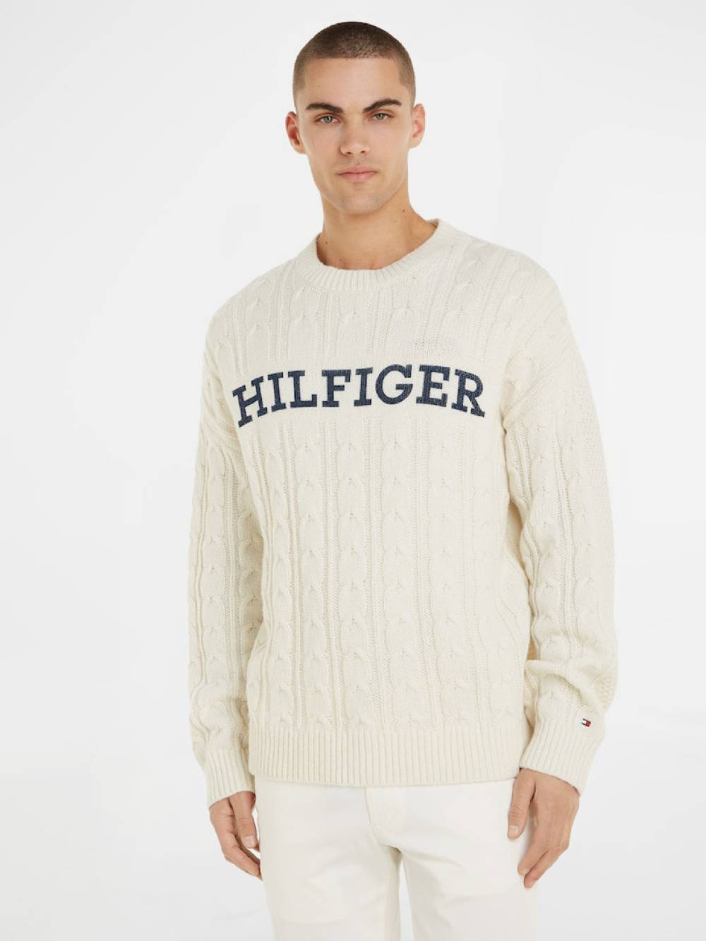 Tommy Hilfiger Cable Monotype Crew Neck Pullover