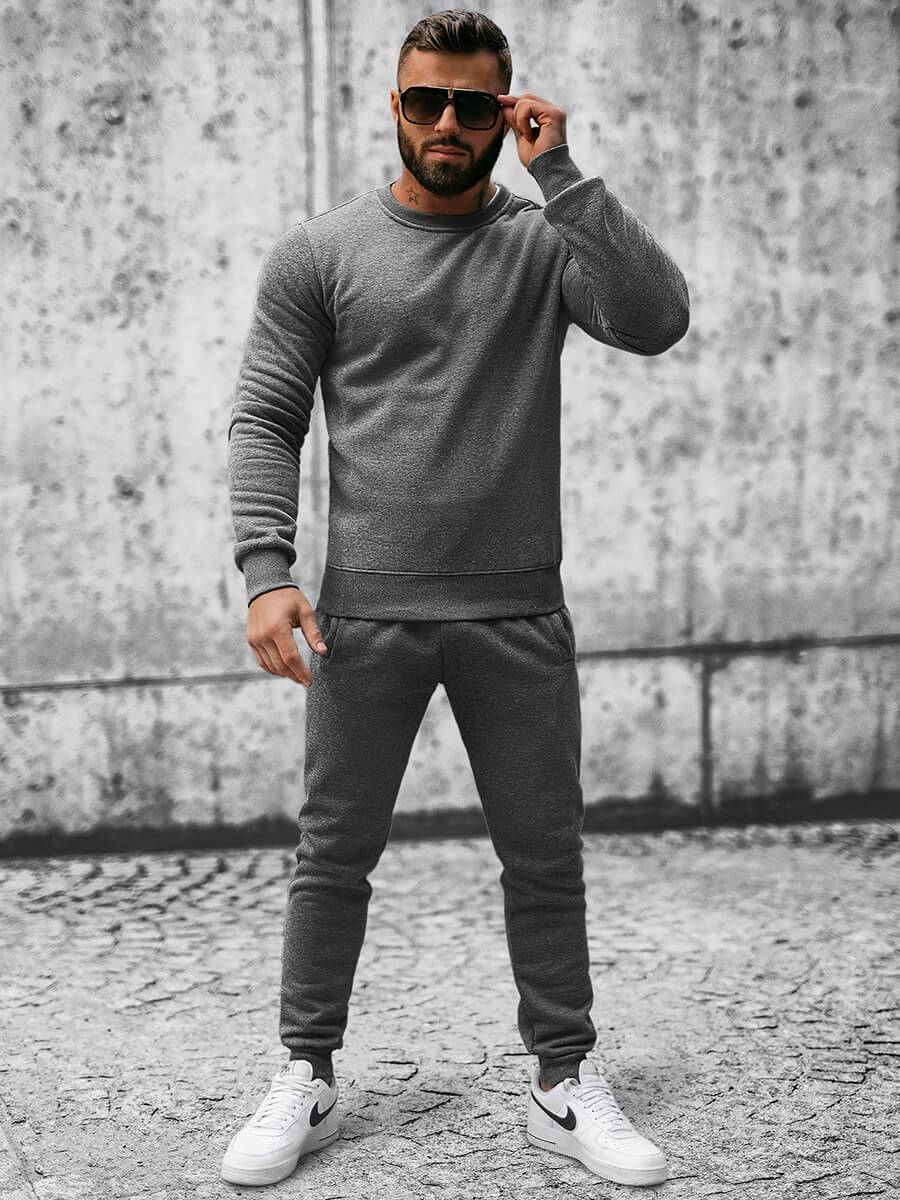 Ozonee Herren Sportanzug Anthrazit OZONEE JS/XW2001