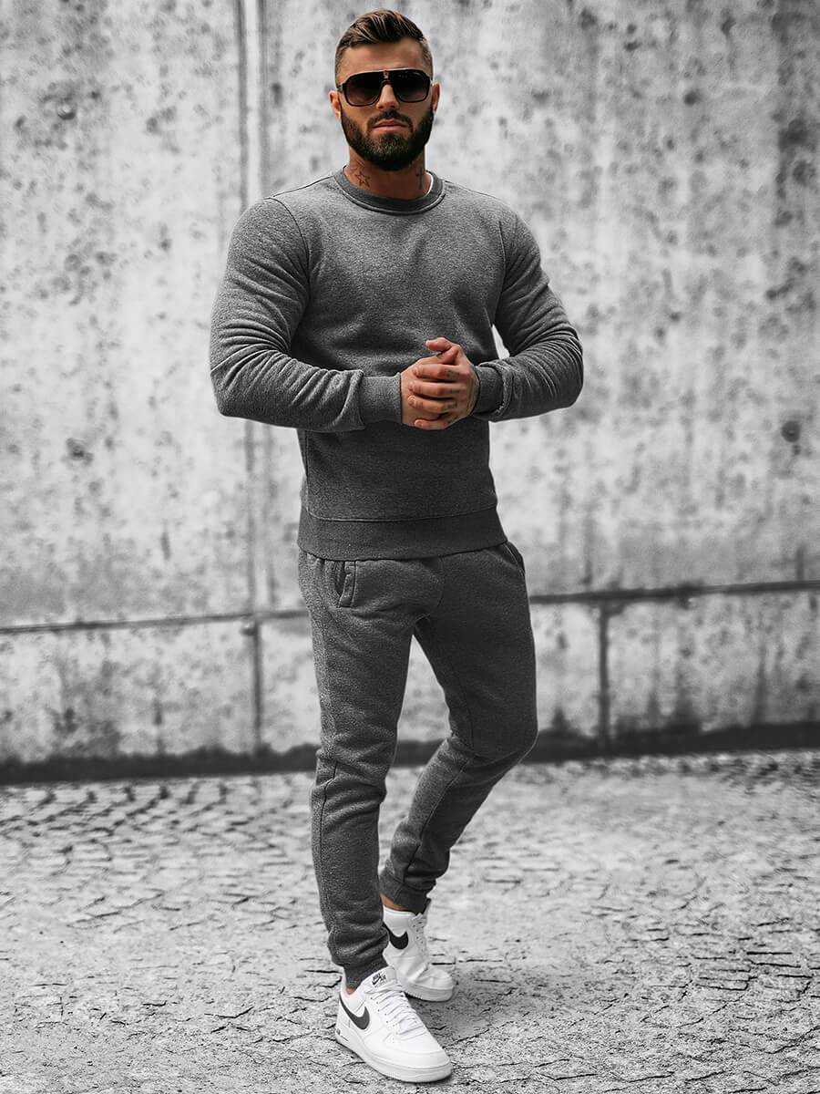 Ozonee Herren Sportanzug Anthrazit OZONEE JS/XW2001