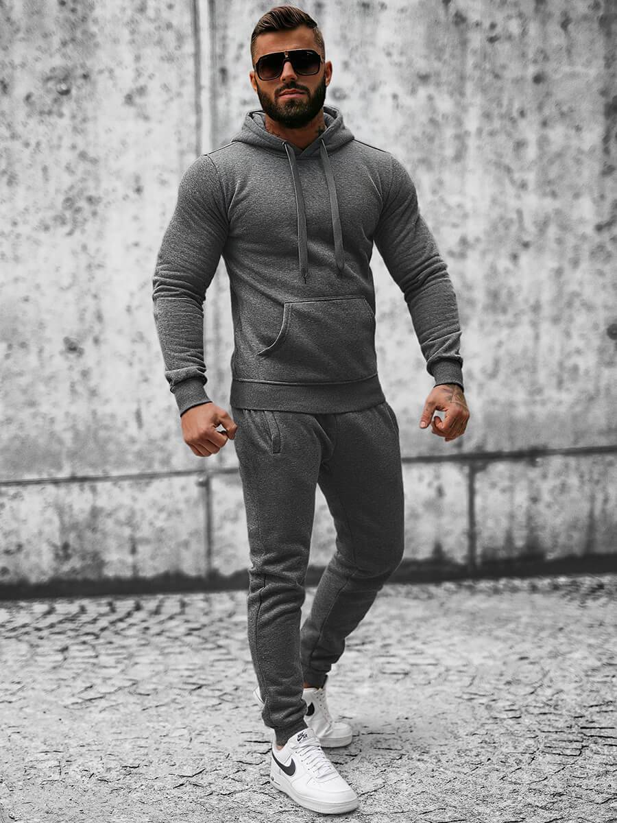 Ozonee Herren Sportanzug Anthrazit OZONEE JS/XW2009