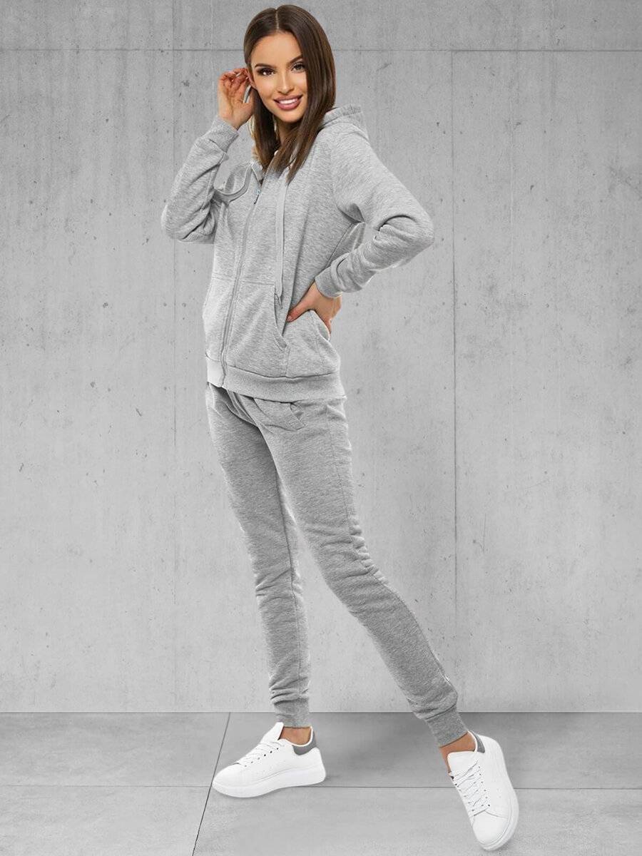 Ozonee Damen Trainingsanzug Grau OZONEE 53
