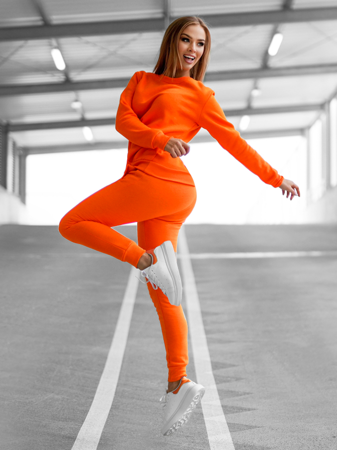 Ozonee Damen Trainingsanzug Orange OZONEE 70