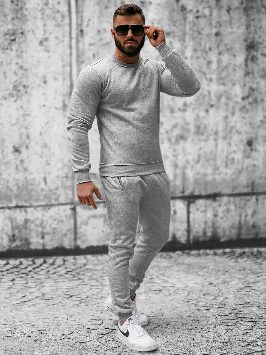 Ozonee Herren Sportanzug Grau OZONEE JS/XW2001