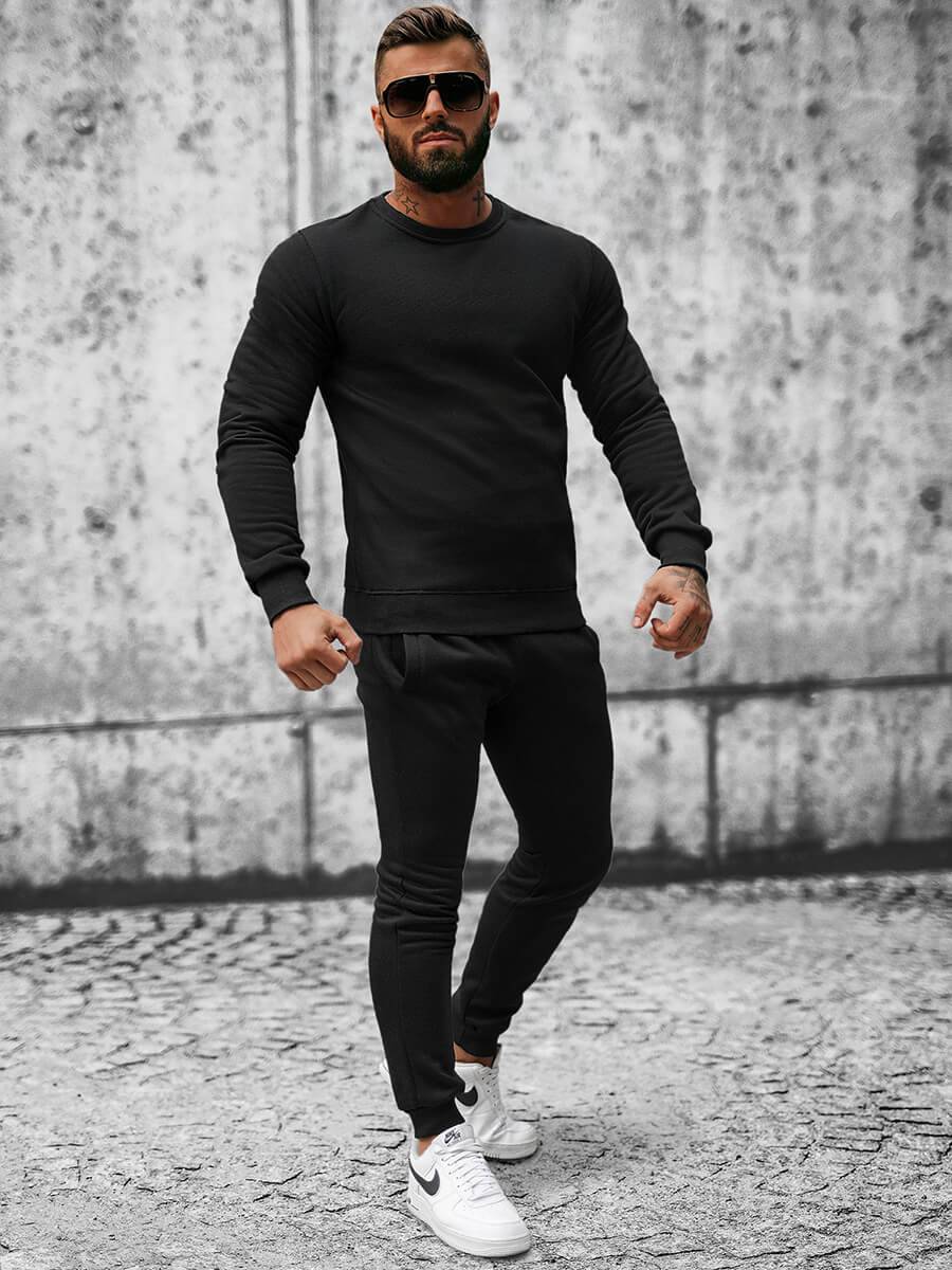 Ozonee Herren Sportanzug Schwarz OZONEE JS/XW2001
