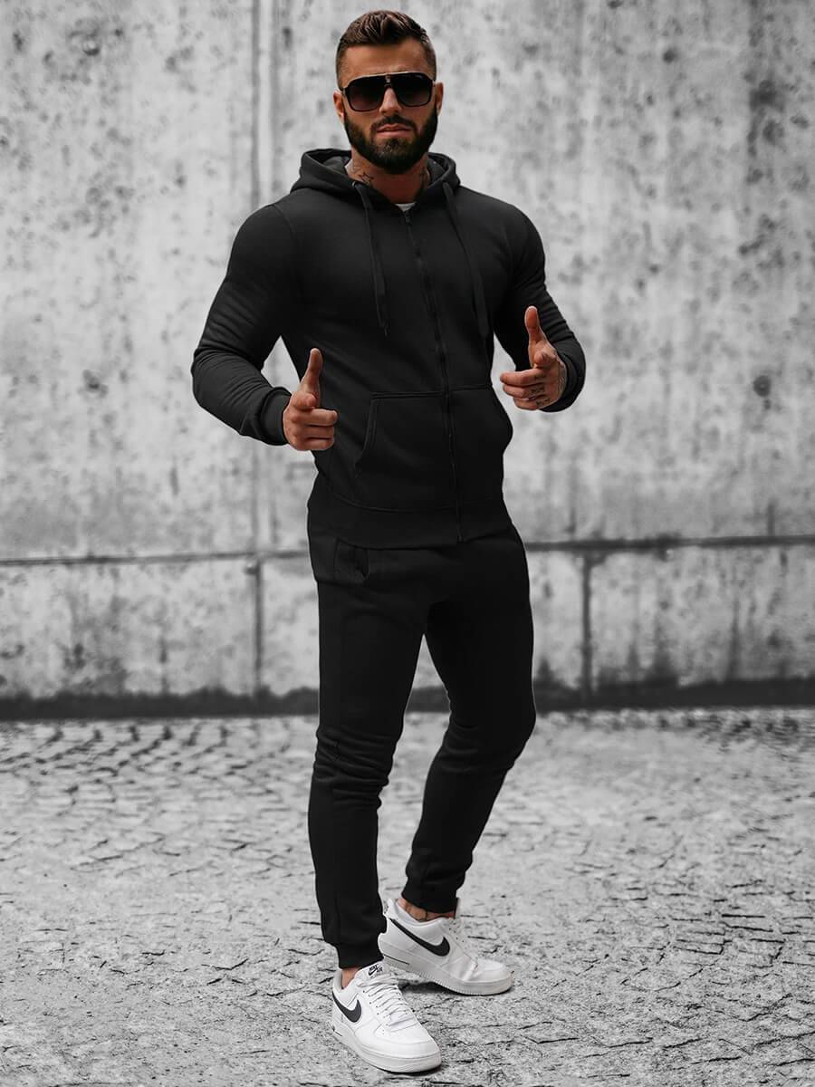 Ozonee Herren Sportanzug Schwarz OZONEE JS/XW2008